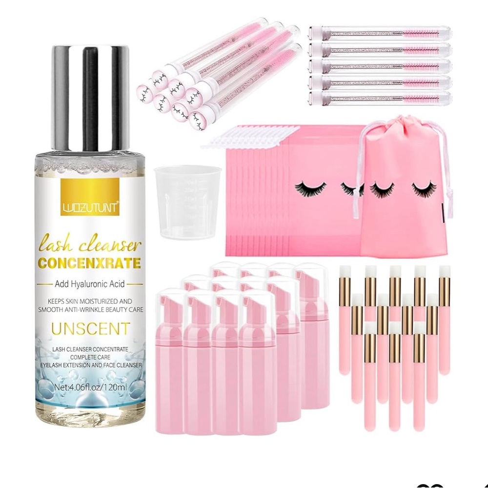 50Pcs Professional Lash Extension Cleaning Kit & 50pk After Care Instruct. Cards